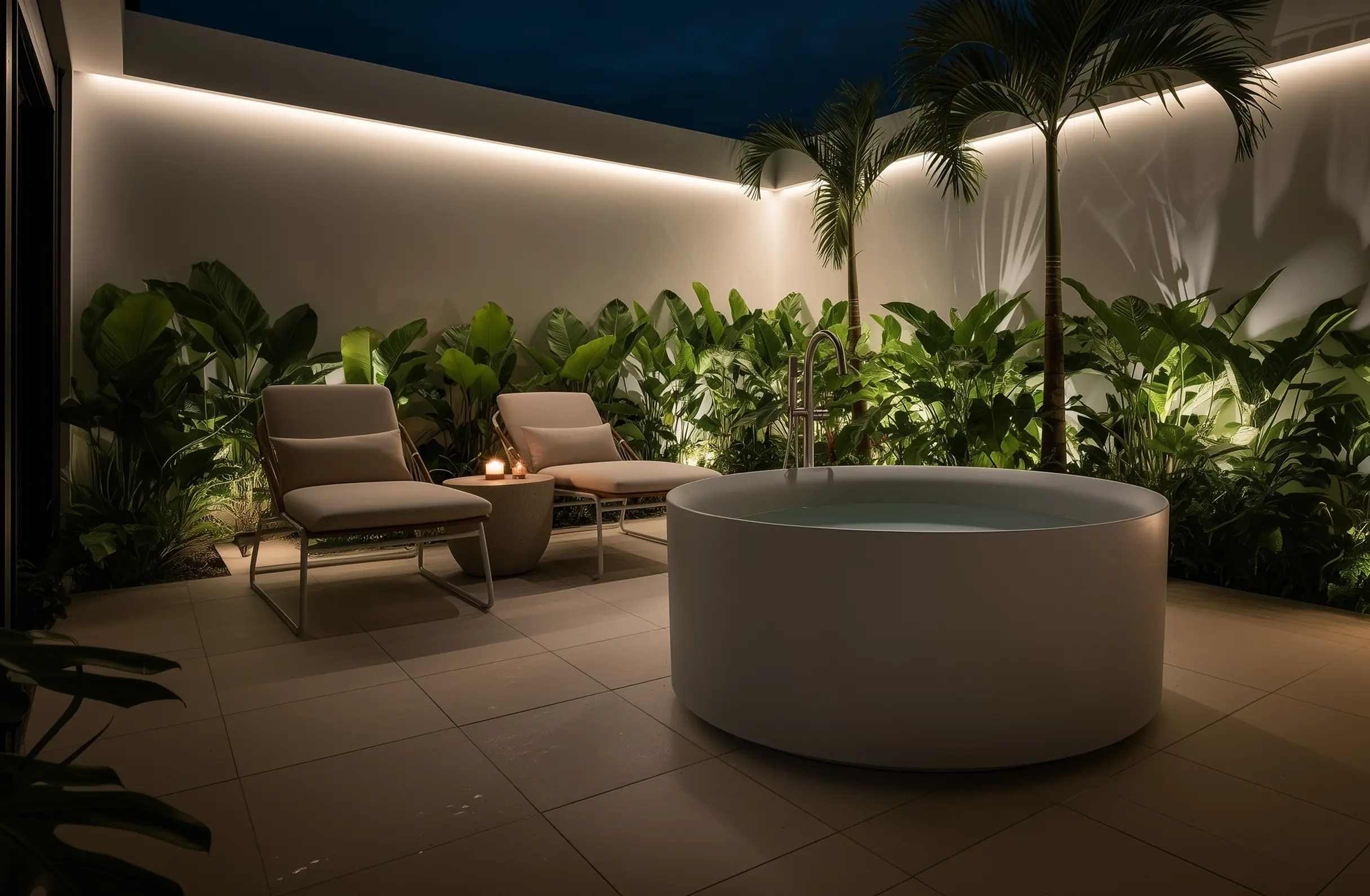 屋外だからこそ味わえる、開放的なバスタイム。の画像